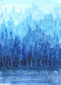 Tiered Trees Peg Ginsberg Blue Mounds WI watercolor  SOLD